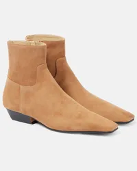 KHAITE Ankle Boots Marfa aus Veloursleder Beige