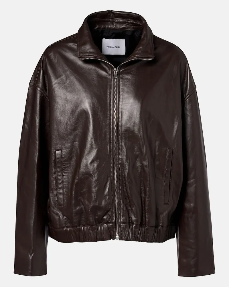 Yves Salomon Lederjacke Braun
