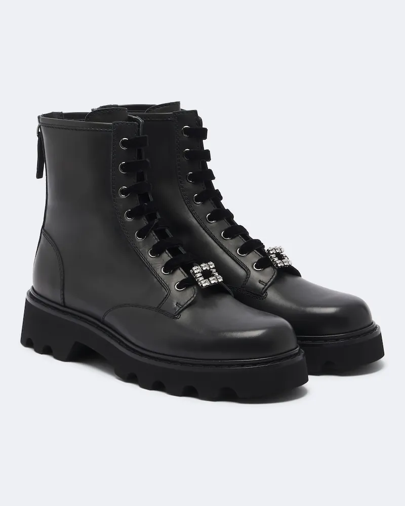 Roger Vivier Schnürstiefel Viv' Rangers Truck aus Leder Schwarz