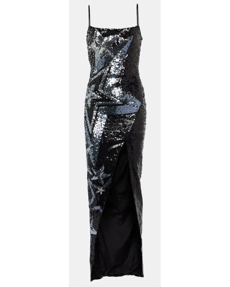 Balmain Maxikleid mit Pailletten Schwarz
