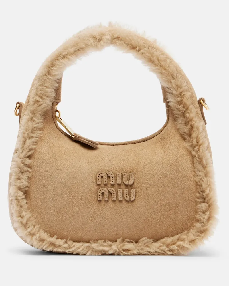 Miu Miu Henkeltasche Wander aus Veloursleder Braun