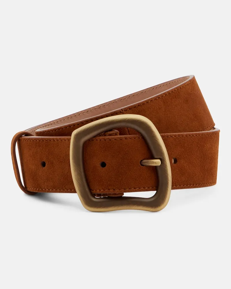 Gabriela Hearst Gürtel Simone Medium aus Veloursleder Braun