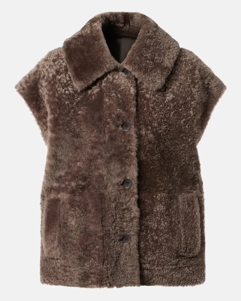 Joseph Wendbare Weste aus Shearling und Leder Braun