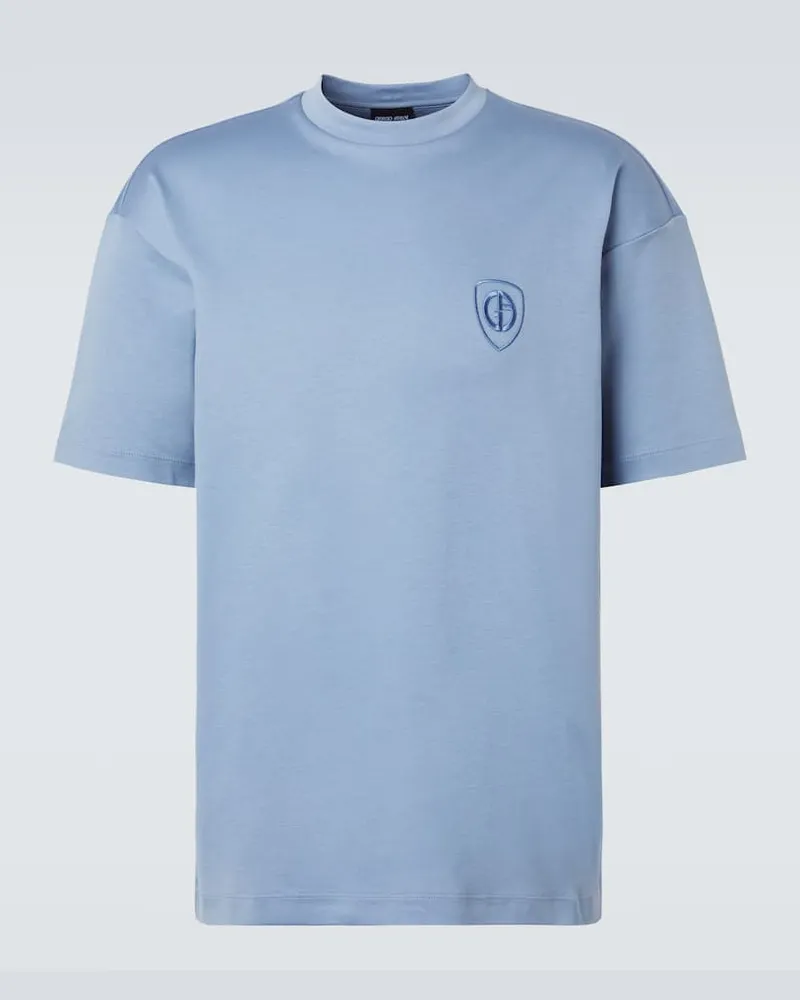 Giorgio Armani T-Shirt aus Baumwoll-Jersey Blau