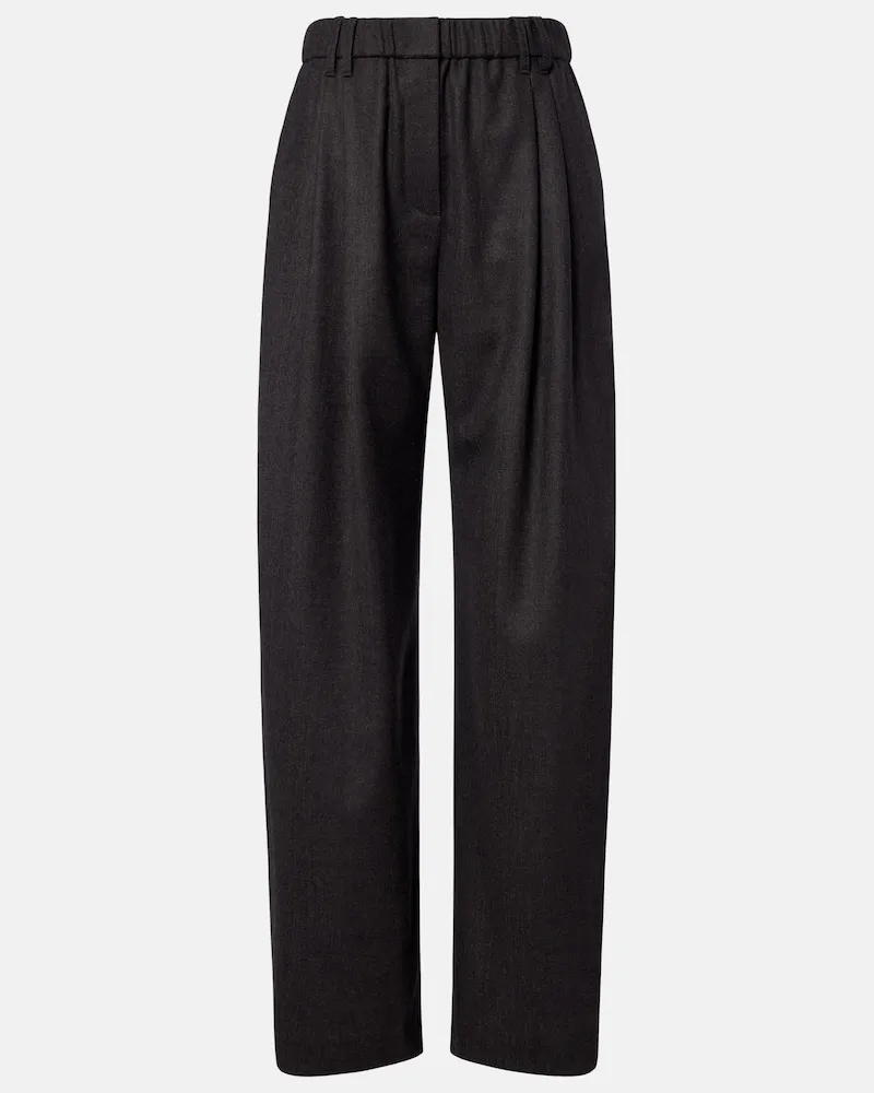 Brunello Cucinelli Weite Hose Monili aus Schurwolle Grau
