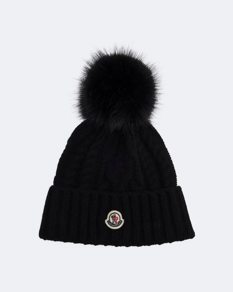 Moncler Mütze aus Wolle und Kaschmir Schwarz