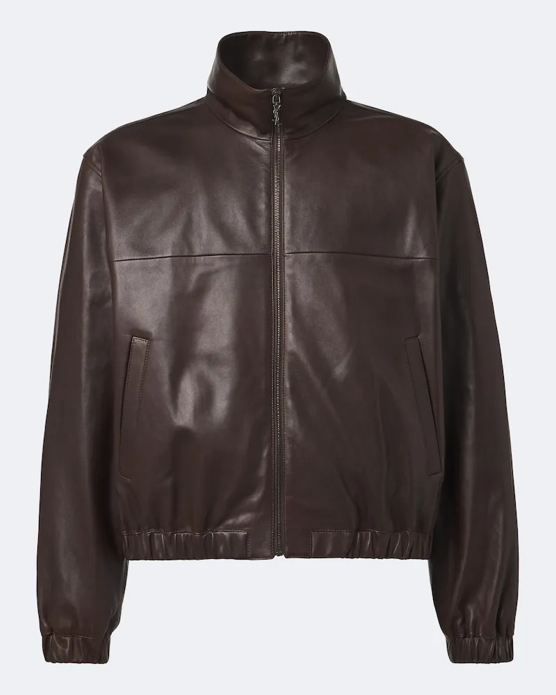 Saint Laurent Blouson Cassandre aus Leder Braun