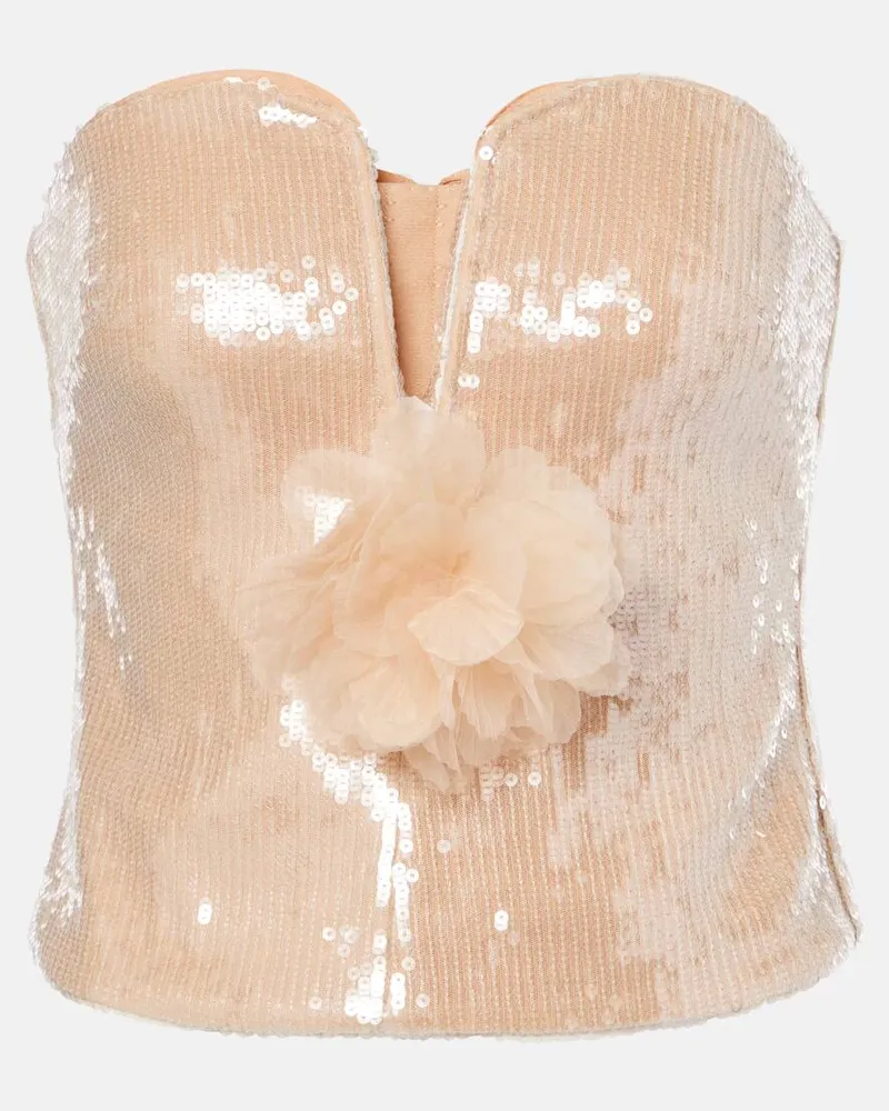 Self-Portrait Bustier-Top mit Pailletten Beige
