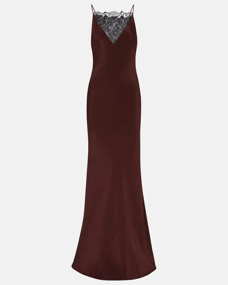 Roland Mouret Robe aus Seidensatin mit Spitze Braun