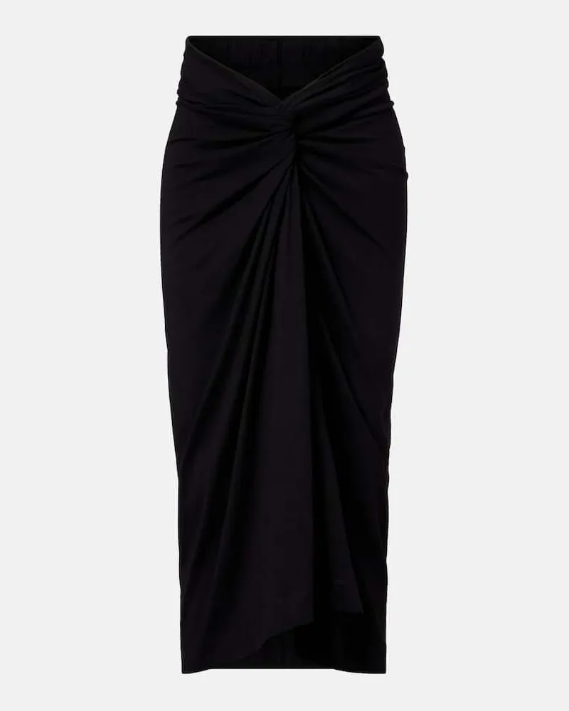 Dries van Noten Midirock aus Baumwoll-Jersey Schwarz