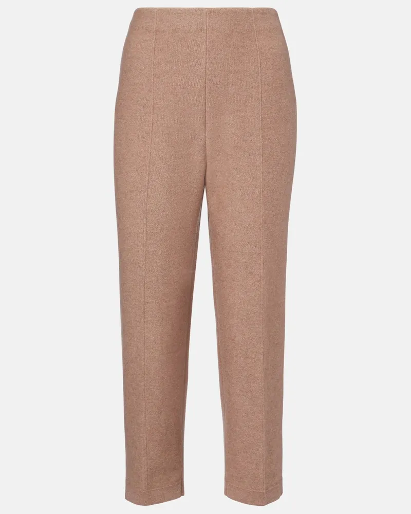 Loro Piana Cropped-Hose Rose Island aus Kaschmir und Leinen Beige
