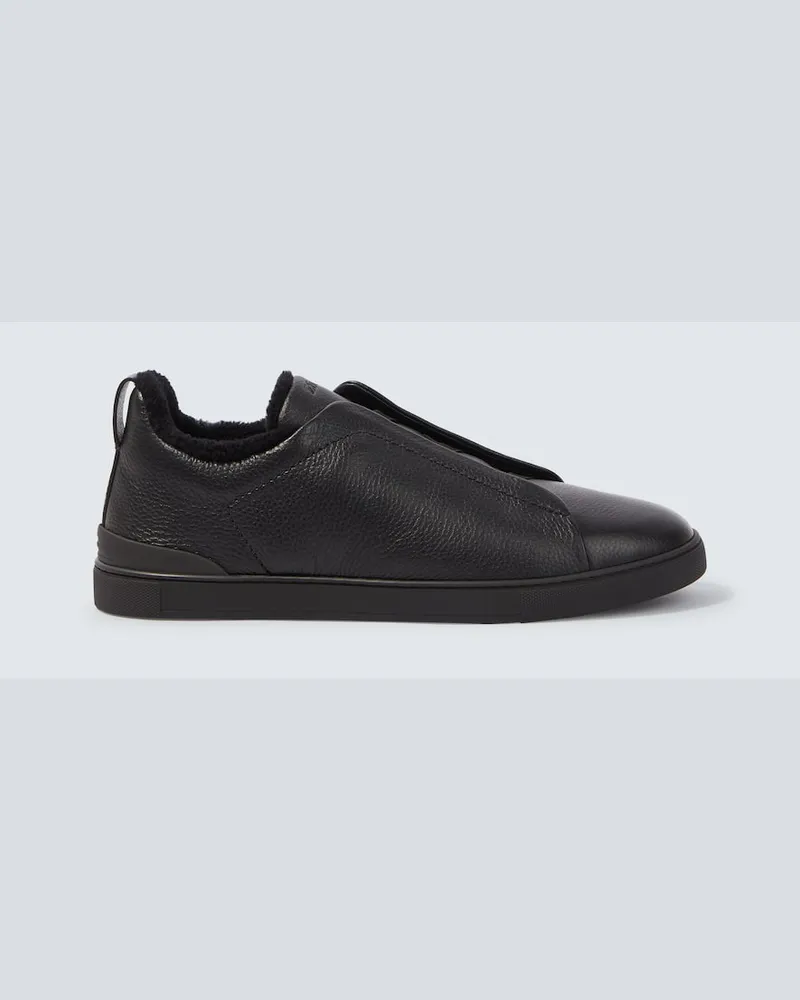 Ermenegildo Zegna Sneakers Triple Stitch aus Leder Schwarz