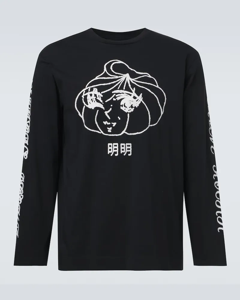Simone Rocha Longsleeve Dim Sum aus Baumwoll-Jersey Schwarz