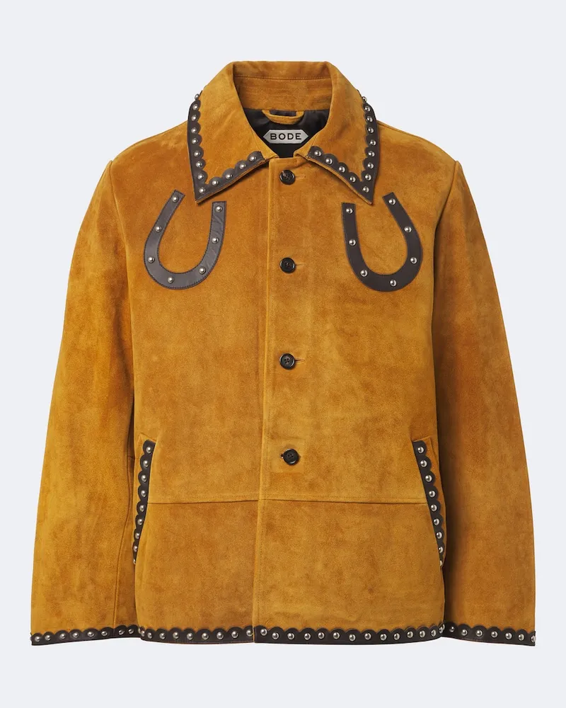BODE Verzierte Jacke Carson aus Veloursleder Braun