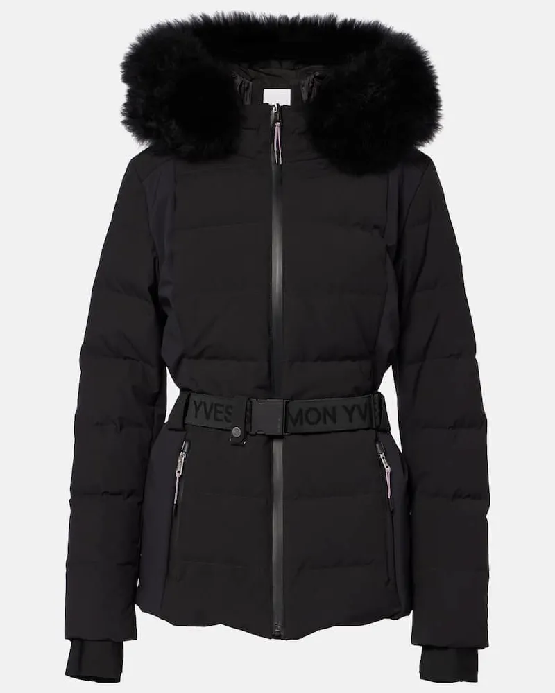 Yves Salomon Skijacke mit Shearling Schwarz