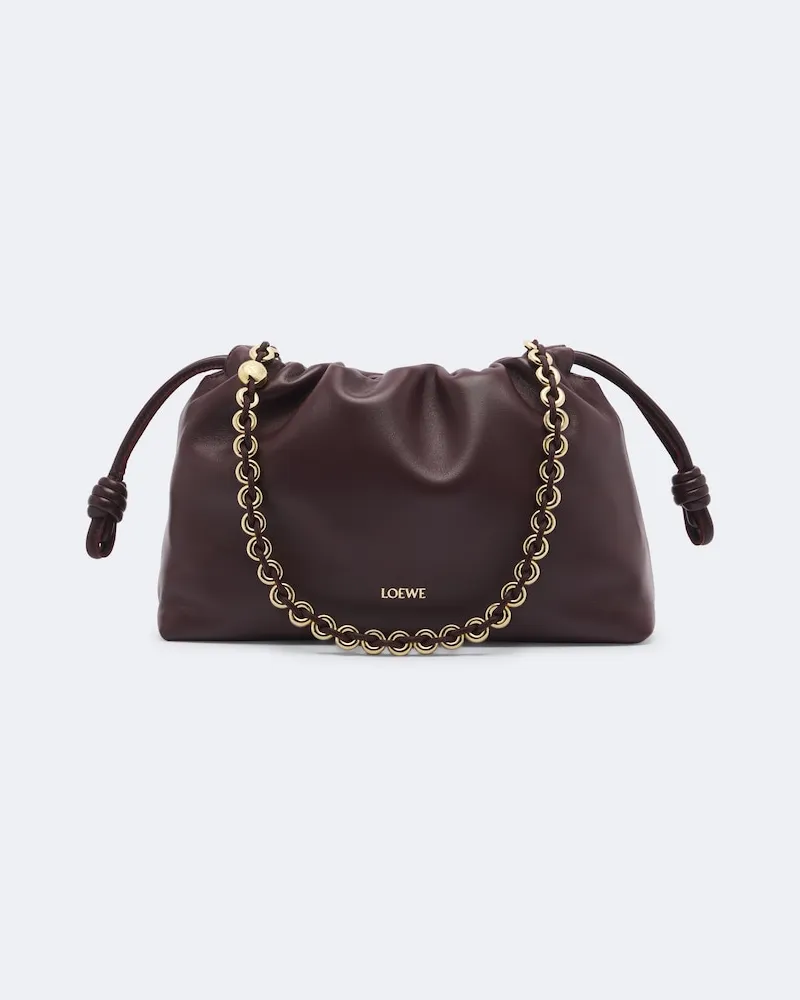 Loewe Clutch Flamenco Medium aus Leder Burgunderrot