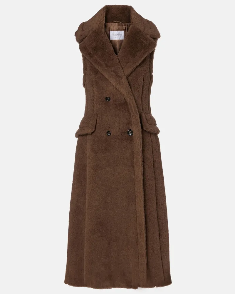 Max Mara Mantel aus Alpakawolle, Wolle und Seide Braun