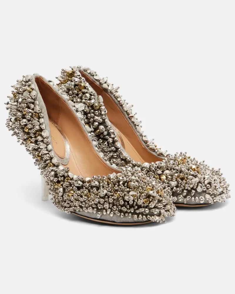 Dries van Noten Verzierte Pumps mit Leder Silber