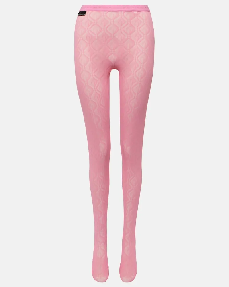 Marine Serre Leggings Moon Diamant aus Mesh Rosa