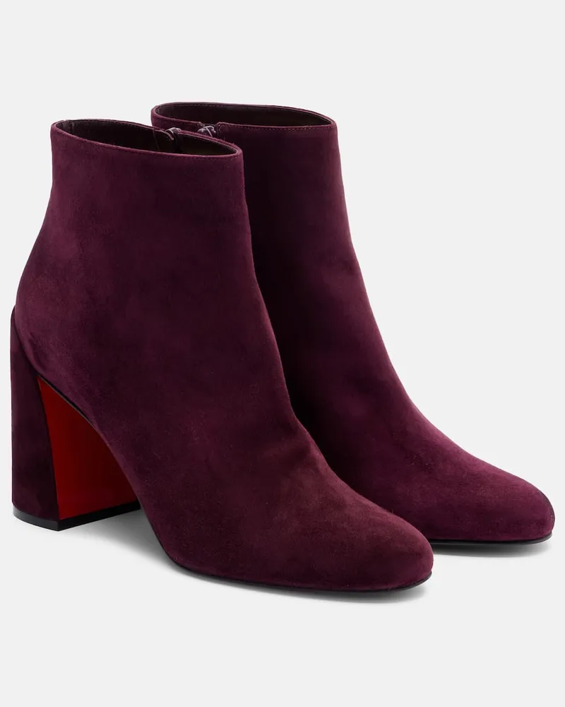 Christian Louboutin Ankle Boots Jane 85 aus Veloursleder Burgund