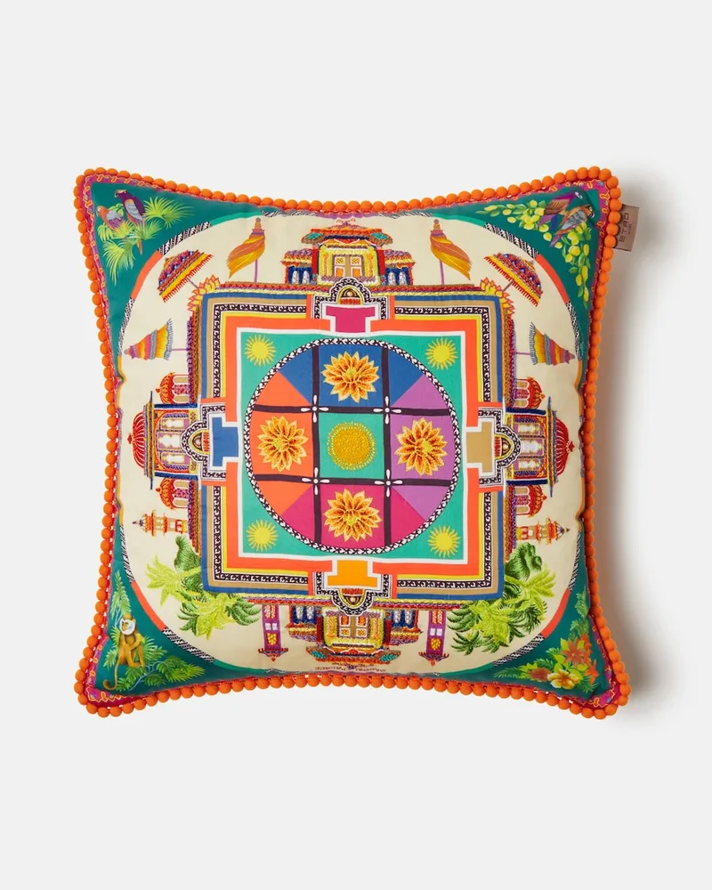 Etro Besticktes Kissen Shanti aus Baumwolle Multicolor