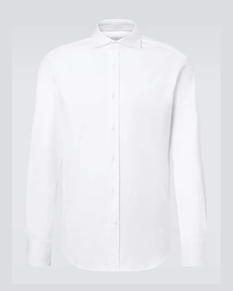 Brunello Cucinelli Hemd aus Baumwollpopeline Weiß