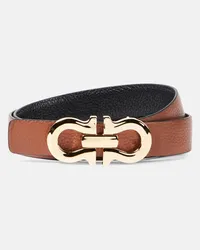 Ferragamo Guertel Gancio Contour aus Leder Braun