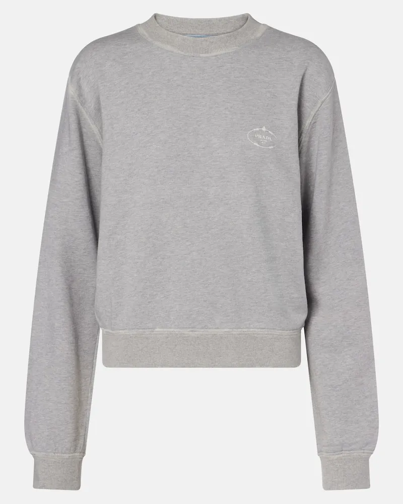 Prada Sweatshirt aus Baumwoll-Jersey Grau