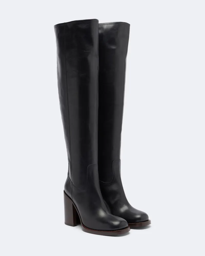 Dries van Noten Overknee-Stiefel aus Leder Schwarz