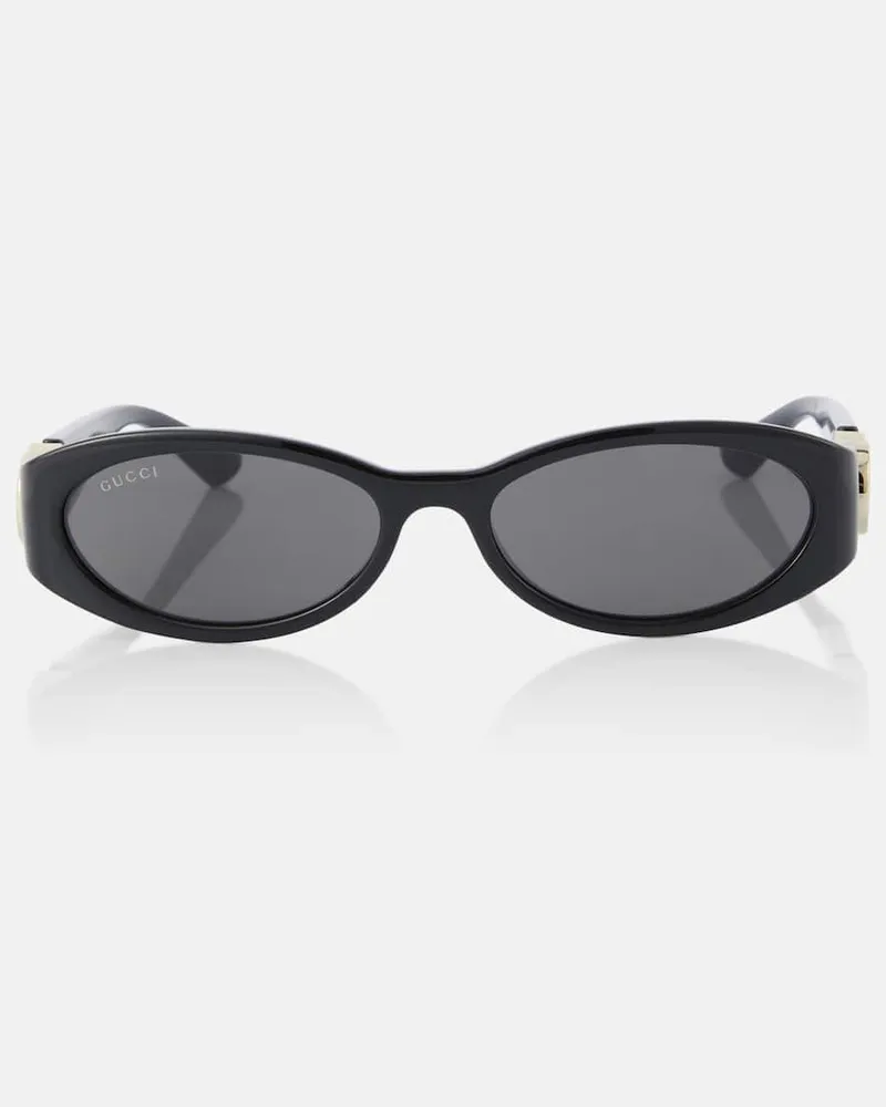 Gucci Ovale Sonnenbrille Interlocking G Schwarz