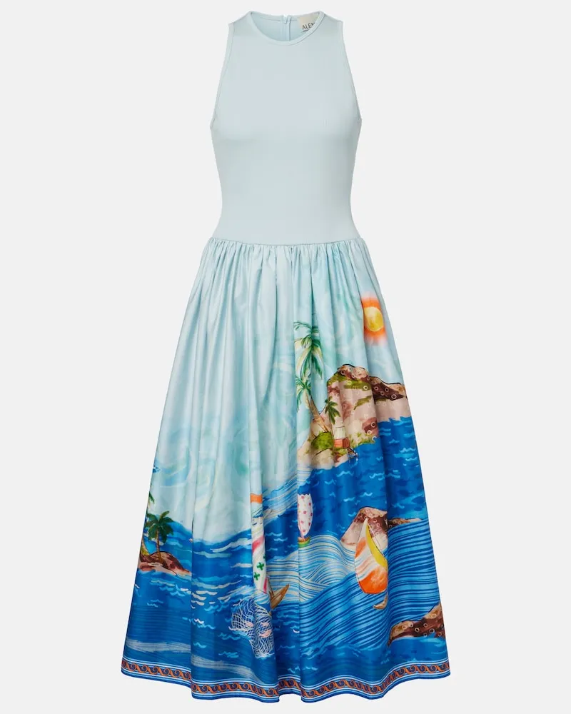 ALEMAIS Alémais Bedrucktes Midikleid aus Baumwolle Blau