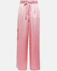 LoveShackFancy Cargohose Cedric aus Seide Pink