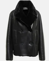 Joseph Lederjacke mit Shearling Schwarz