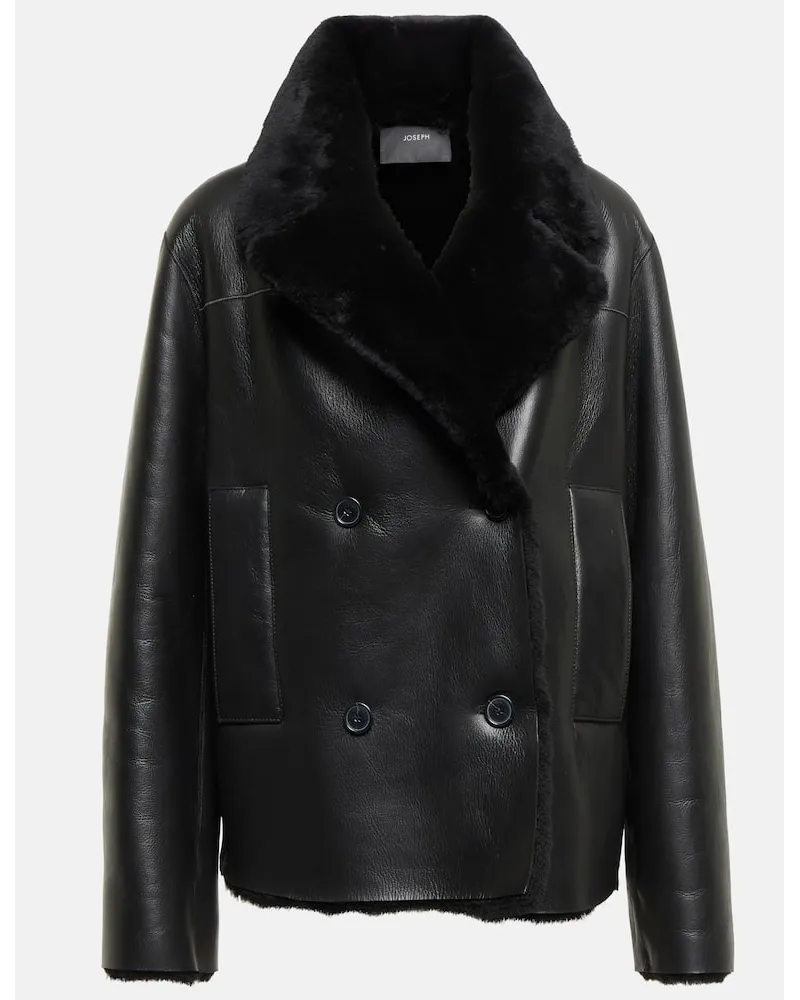 Joseph Lederjacke mit Shearling Schwarz