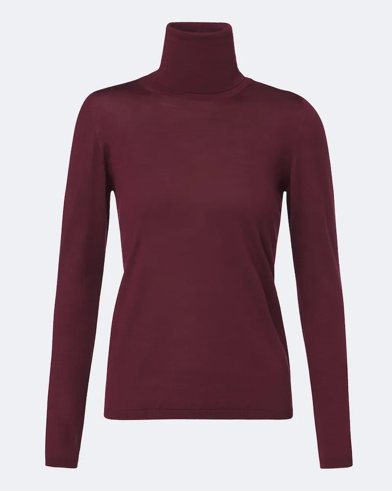 Max Mara Rollkragenpullover aus Schurwolle Burgunderrot