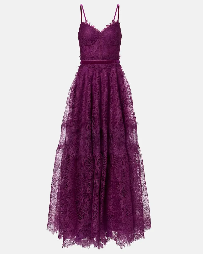 COSTARELLOS Robe aus Spitze Violett