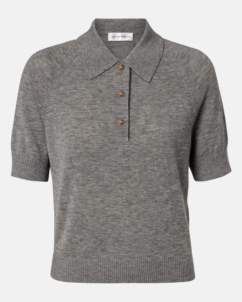 Victoria Beckham Poloshirt aus Wolle Grau