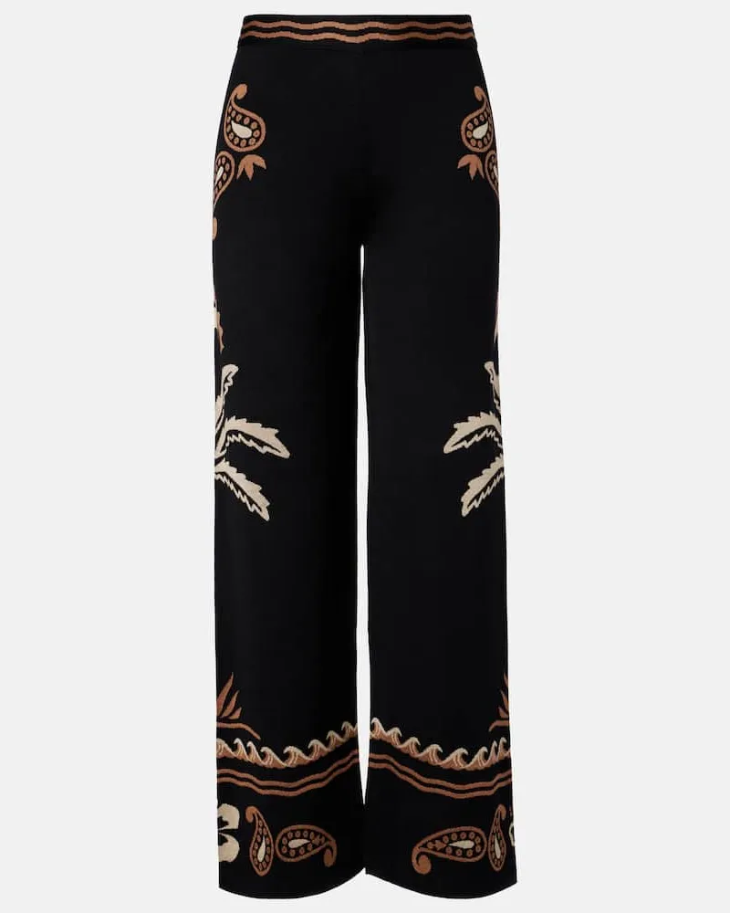 Alanui Hose Glimpse of Eden aus Wolle und Seide Schwarz