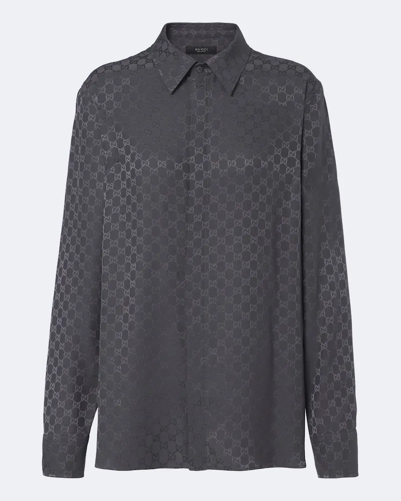 Gucci Hemd GG aus Seidentwill Grau