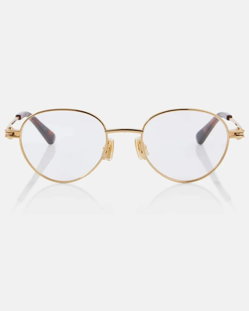 Bottega Veneta Runde Brille Gold