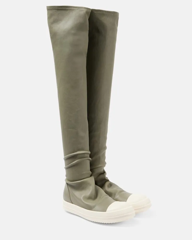 Rick Owens Overknee-Stiefel Stockings aus Leder Grün