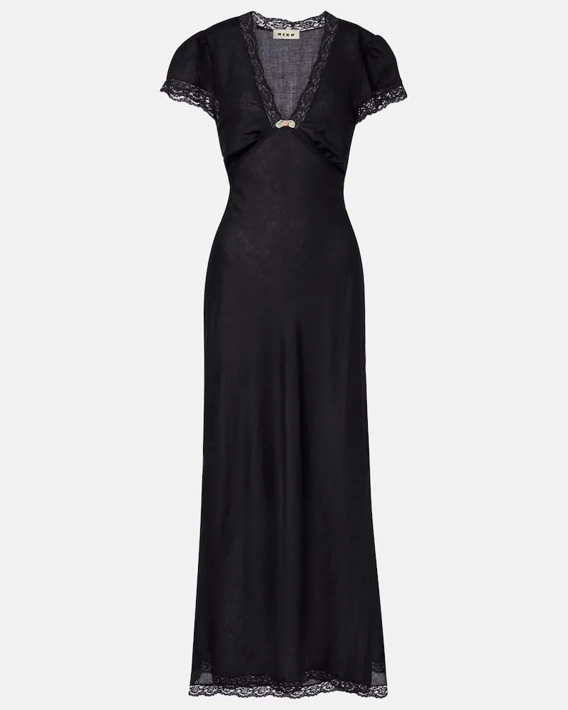 RIXO Midikleid Clarice mit Spitze Schwarz