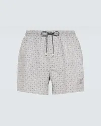 Brunello Cucinelli Bedruckte Badeshorts Grau