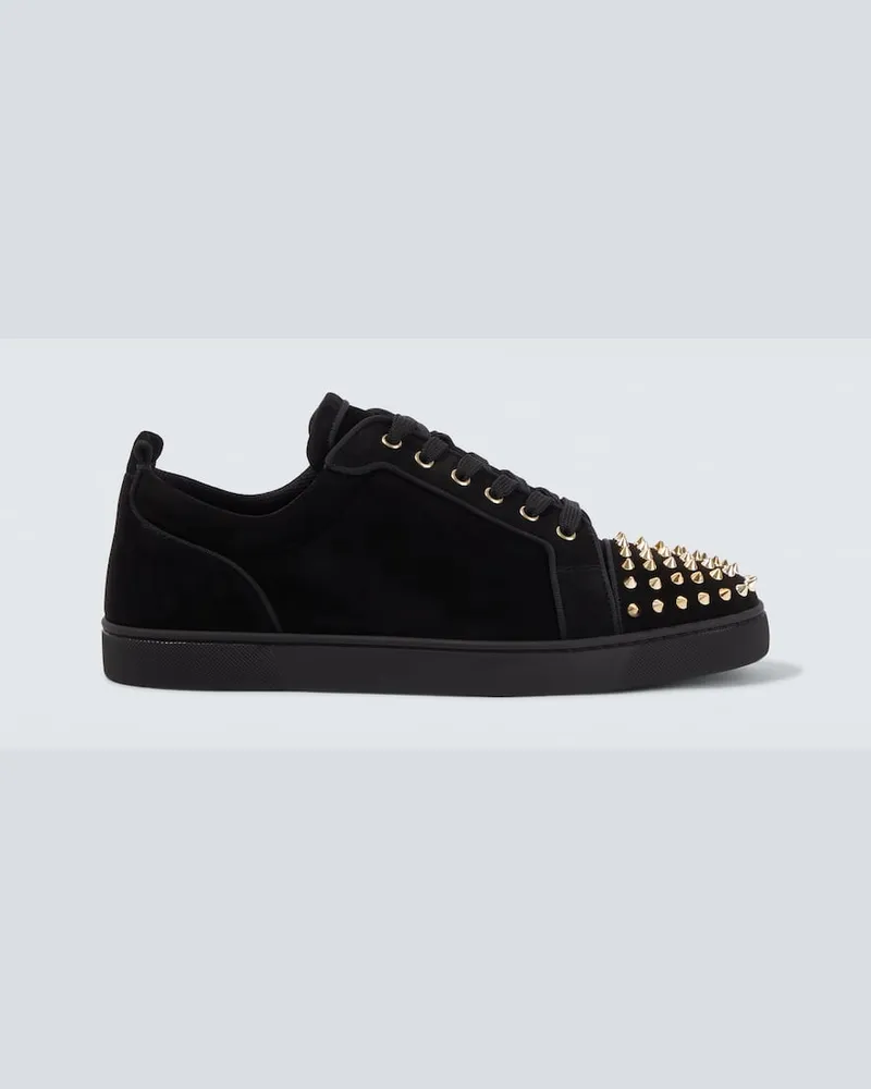 Christian Louboutin Sneakers Louis Junior Spikes aus Veloursleder Schwarz