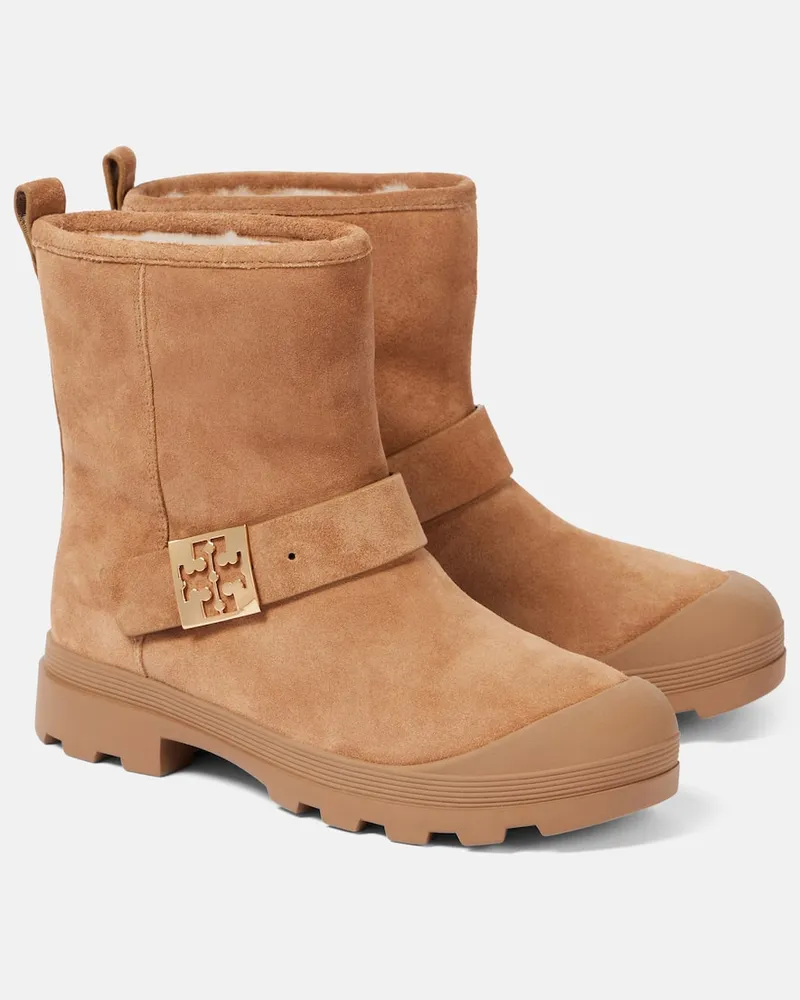 Tory Burch Plateau-Ankle Boots Mellow aus Veloursleder Braun