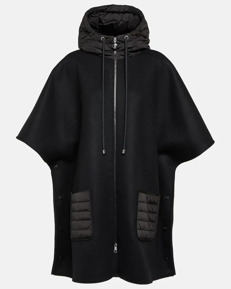 Moncler Cape aus einem Wollgemisch Schwarz