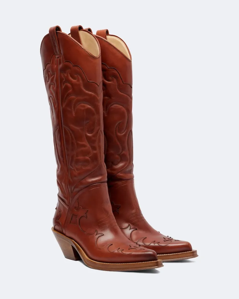 Gabriela Hearst Westernstiefel Capitana aus Leder Braun