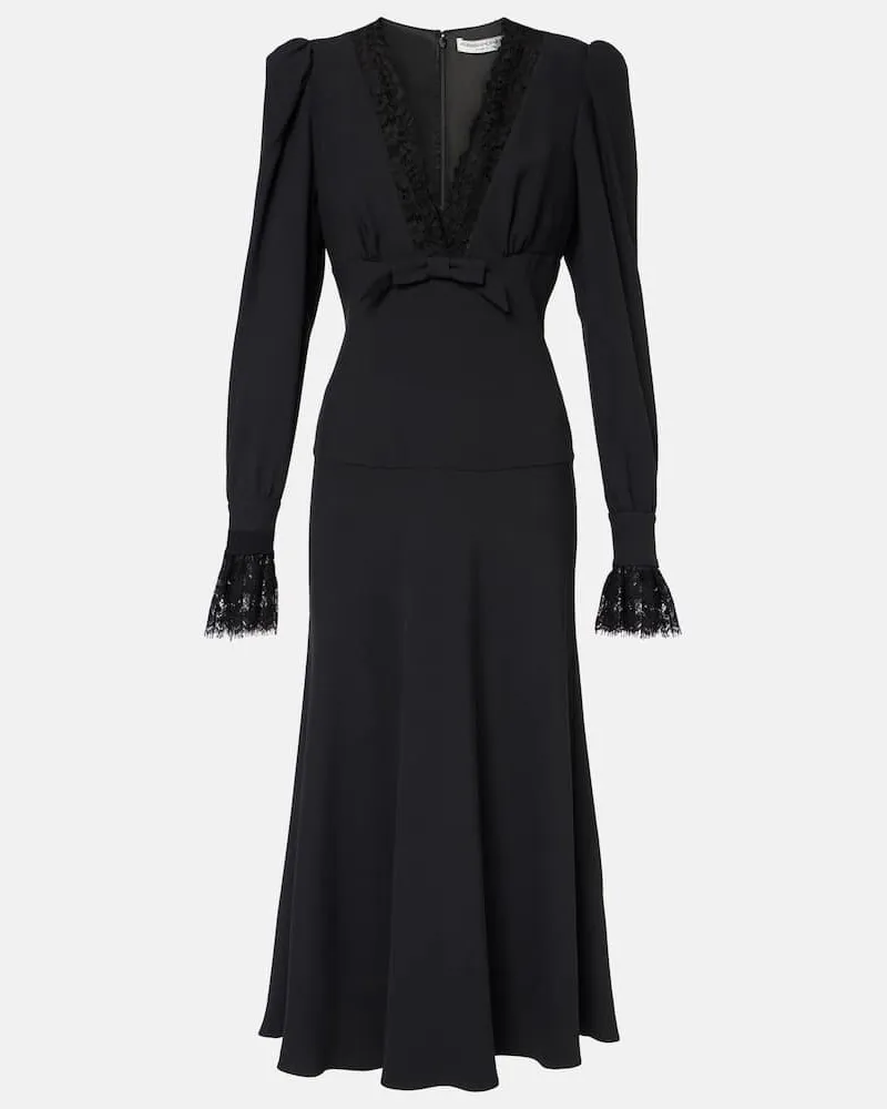 Alessandra Rich Midikleid Envers aus Satin mit Spitze Schwarz