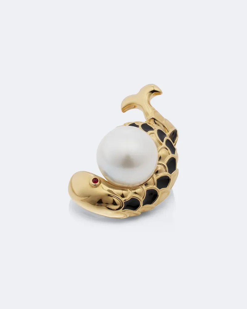 Emilio Pucci Verzierter Ring Fish aus Emaille Gold