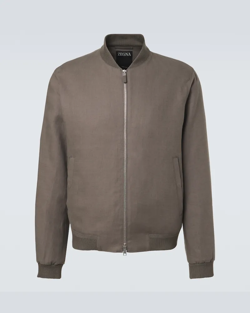 Ermenegildo Zegna Bomberjacke aus Leinen Grau